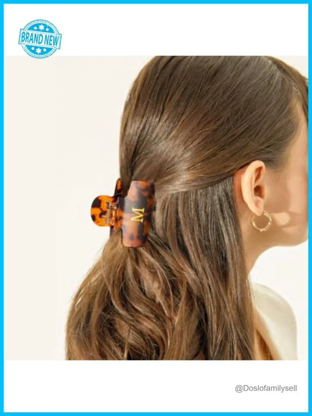 Personalized Initial Hair Claw Clip - Acrylic Glitter Hair Accessory